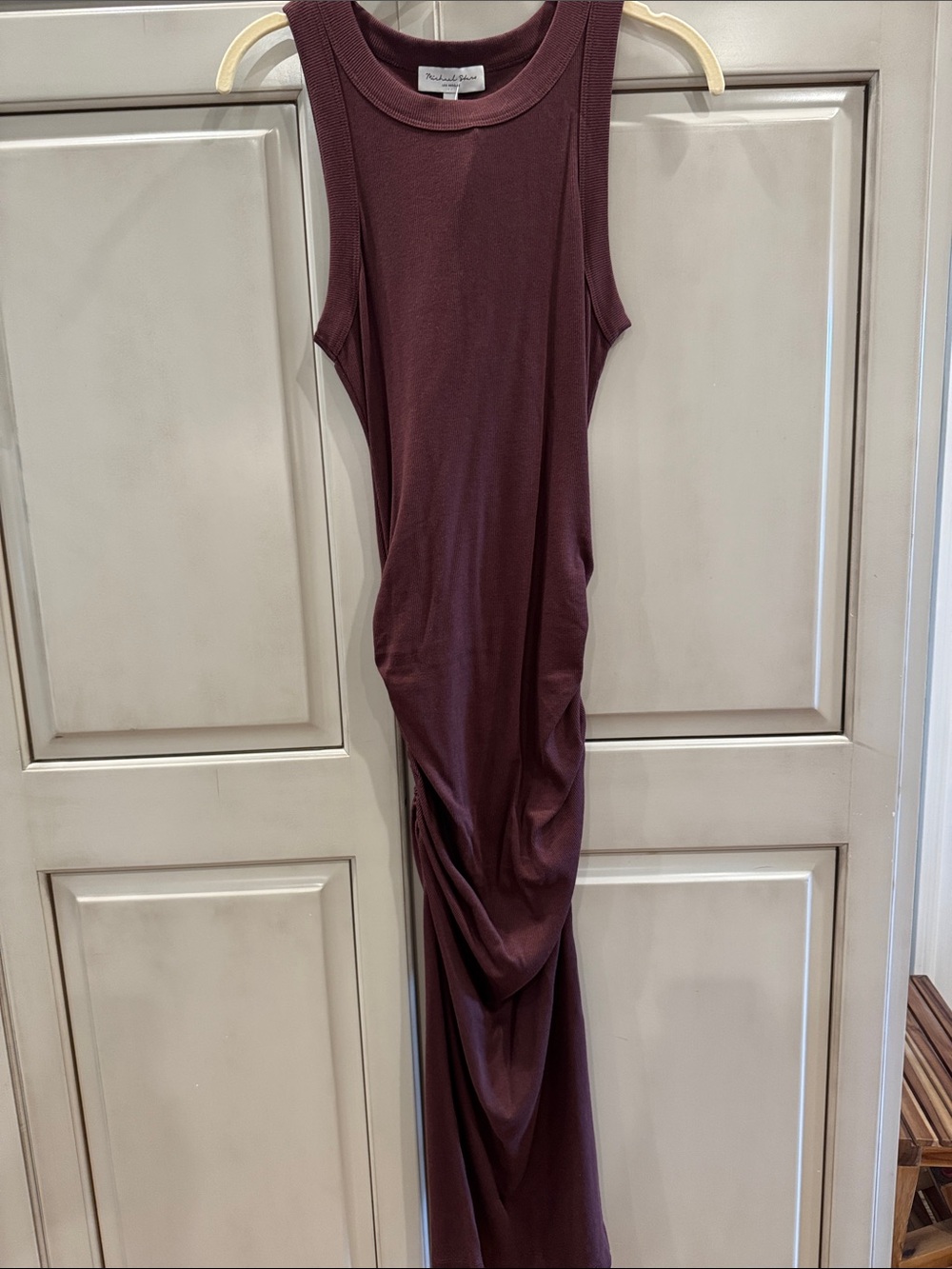 Michael Stars Sleeveless Ruched Maxi Dress in Wine